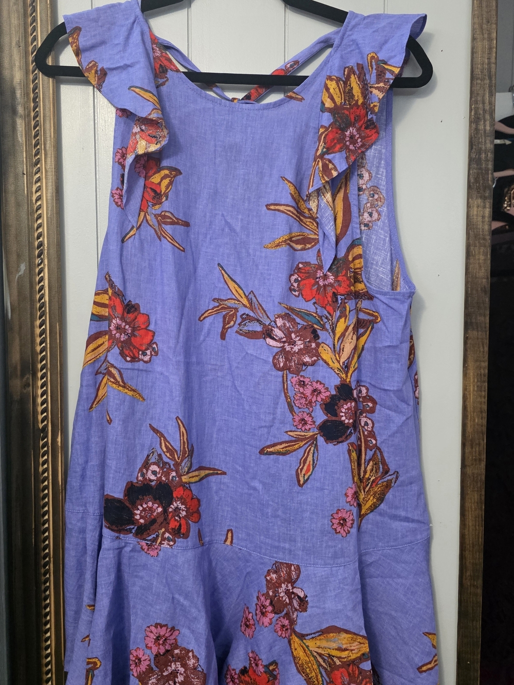 Free People Never Wore. Lavender Floral Ruffle Tunic Mini.